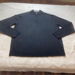 Nordstrom Men’s Shop 100% Italian Merino Wool 1/4 Zip Black Sweater